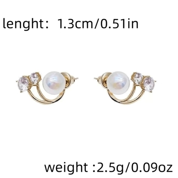 Sparkling Rhinestone Pearl Earrings - Picture 5 of 6